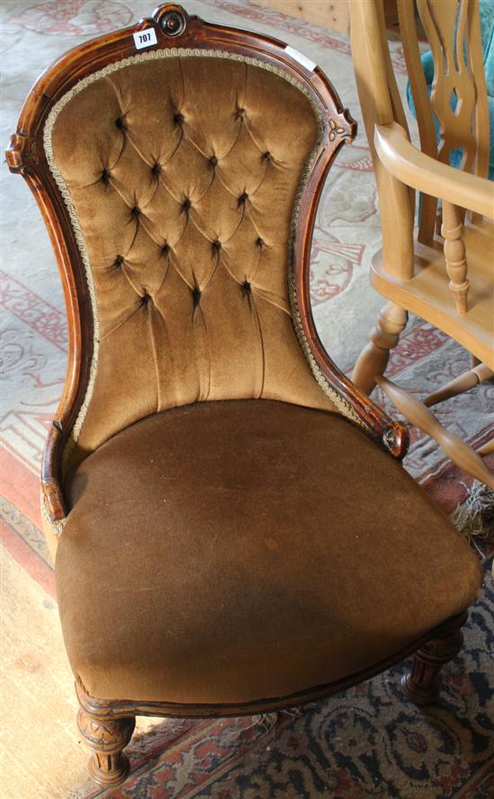 Victorian showwood buttonback chair